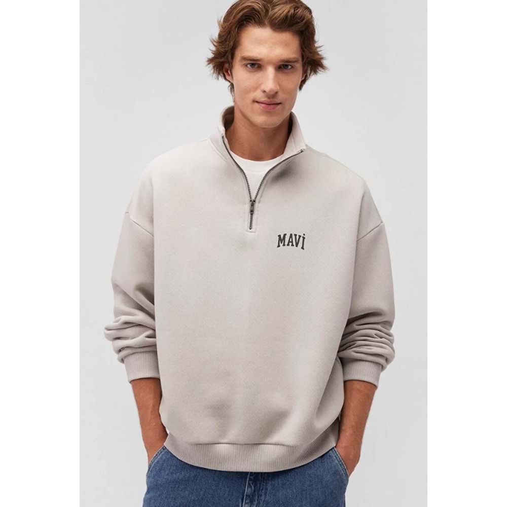 Mavi 0S10208-70074 Logo Baskılı Yarım Fermuarlı Sweatshirt
