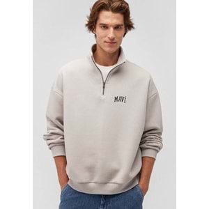 Mavi 0S10208-70074 Logo Baskılı Yarım Fermuarlı Sweatshirt
