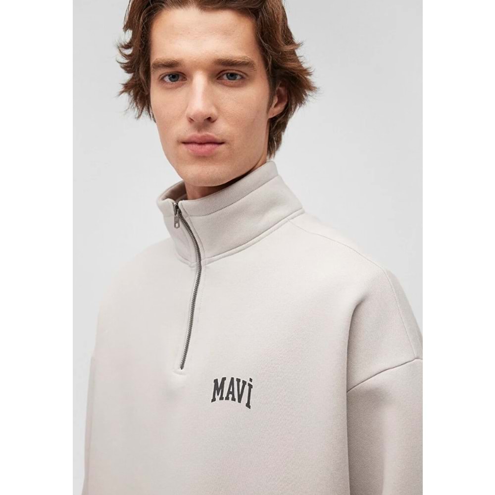 Mavi 0S10208-70074 Logo Baskılı Yarım Fermuarlı Sweatshirt