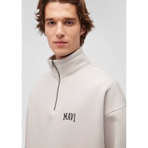Mavi 0S10208-70074 Logo Baskılı Yarım Fermuarlı Sweatshirt