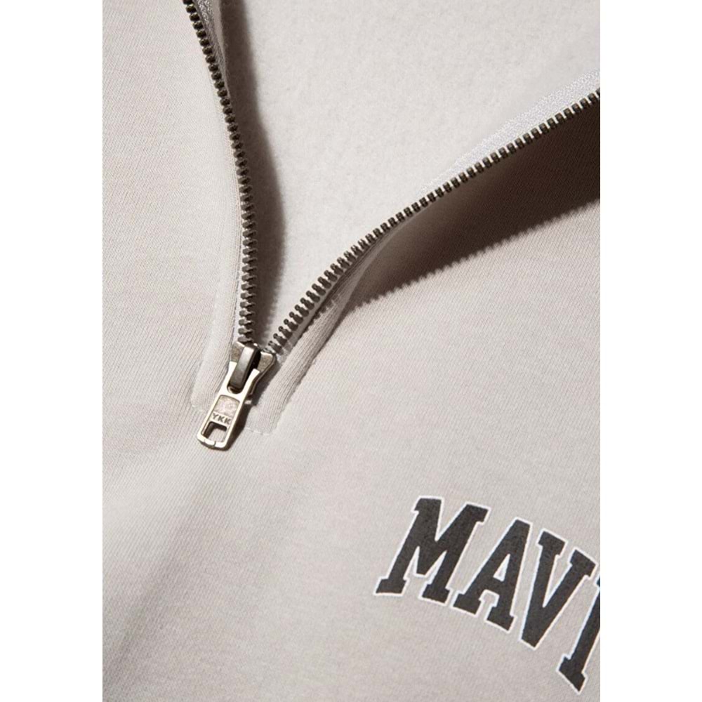 Mavi 0S10208-70074 Logo Baskılı Yarım Fermuarlı Sweatshirt