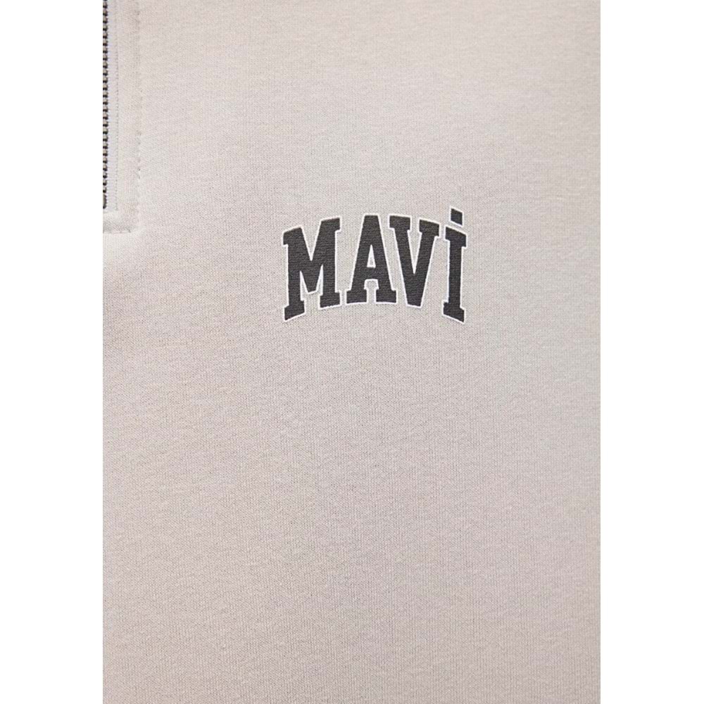 Mavi 0S10208-70074 Logo Baskılı Yarım Fermuarlı Sweatshirt