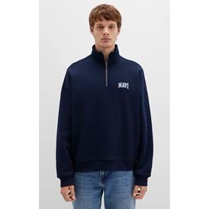 Mavi 0S10208-70497 Logo Baskılı Yarım Fermuarlı Sweatshirt