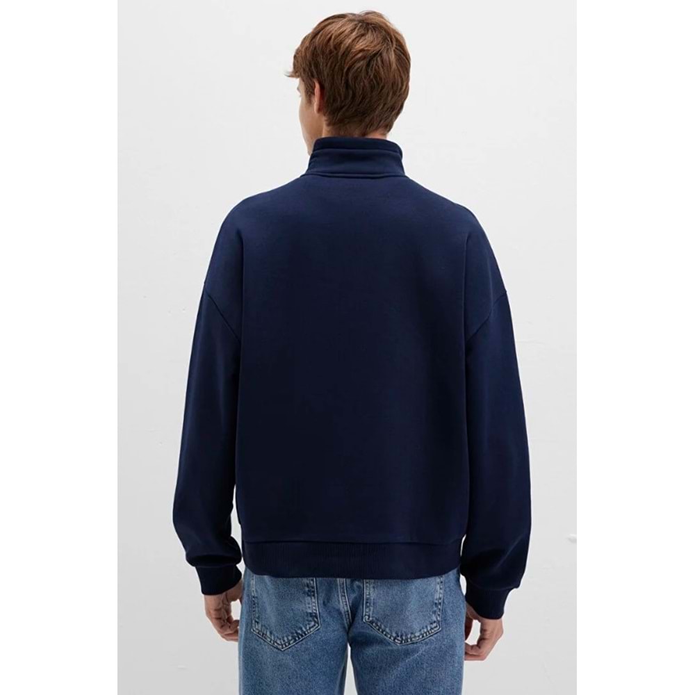 Mavi 0S10208-70497 Logo Baskılı Yarım Fermuarlı Sweatshirt