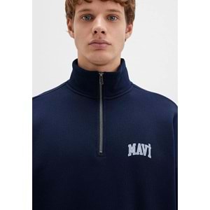 Mavi 0S10208-70497 Logo Baskılı Yarım Fermuarlı Sweatshirt