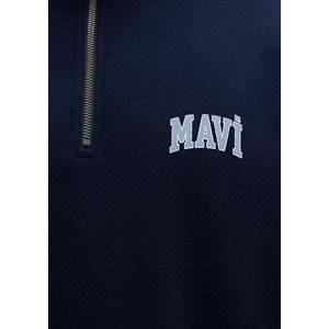 Mavi 0S10208-70497 Logo Baskılı Yarım Fermuarlı Sweatshirt
