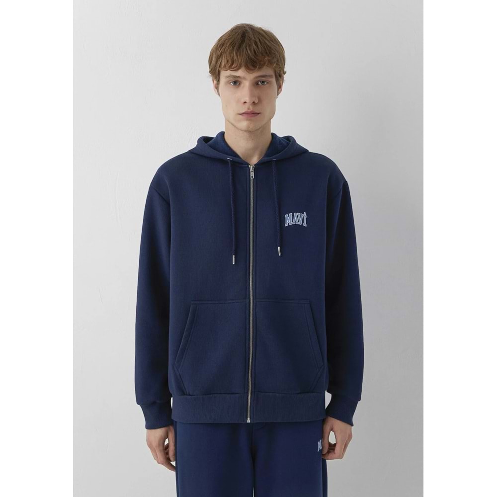 Mavi M0611715-70497 Mavi Logo Baskılı Kapüşonlu Fermuarlı Erkek Sweatshirt