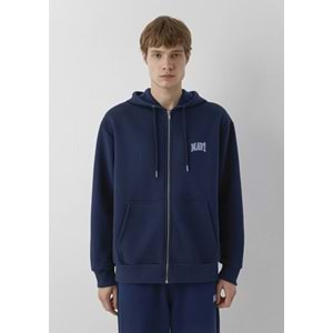 Mavi M0611715-70497 Mavi Logo Baskılı Kapüşonlu Fermuarlı Erkek Sweatshirt