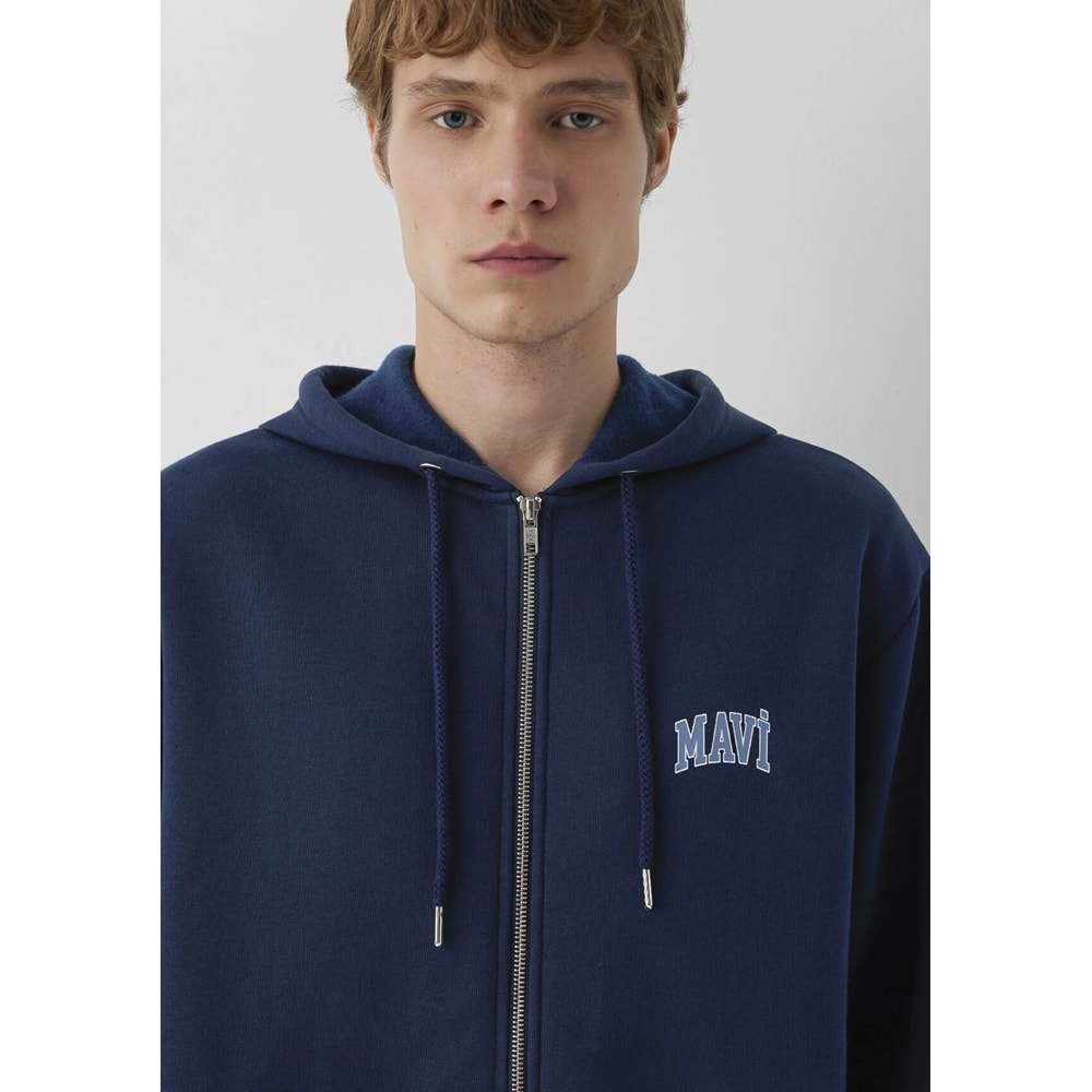 Mavi M0611715-70497 Mavi Logo Baskılı Kapüşonlu Fermuarlı Erkek Sweatshirt