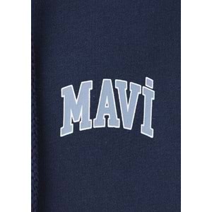 Mavi M0611715-70497 Mavi Logo Baskılı Kapüşonlu Fermuarlı Erkek Sweatshirt