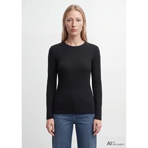 Mavi M1612817-900 Uzun Kollu Siyah Basic Tişört Kadın Tişört