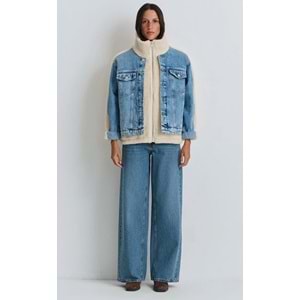 Mavi M1110278-88589 Rubina 90lar Suni Kürklü Jean Ceket Kadın Mont