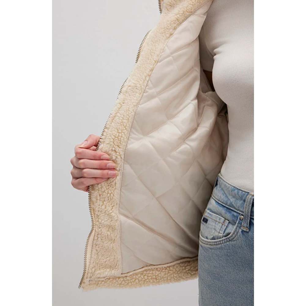 Mavi M1110278-88589 Rubina 90lar Suni Kürklü Jean Ceket Kadın Mont