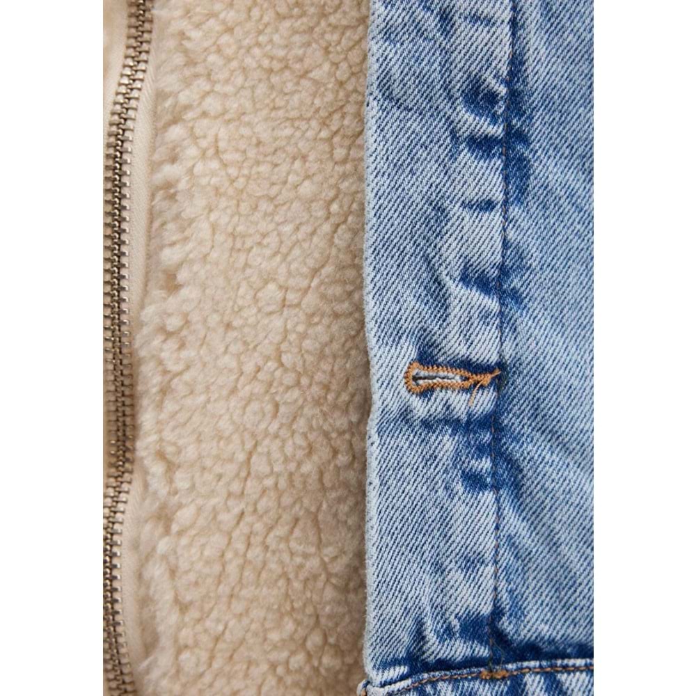Mavi M1110278-88589 Rubina 90lar Suni Kürklü Jean Ceket Kadın Mont