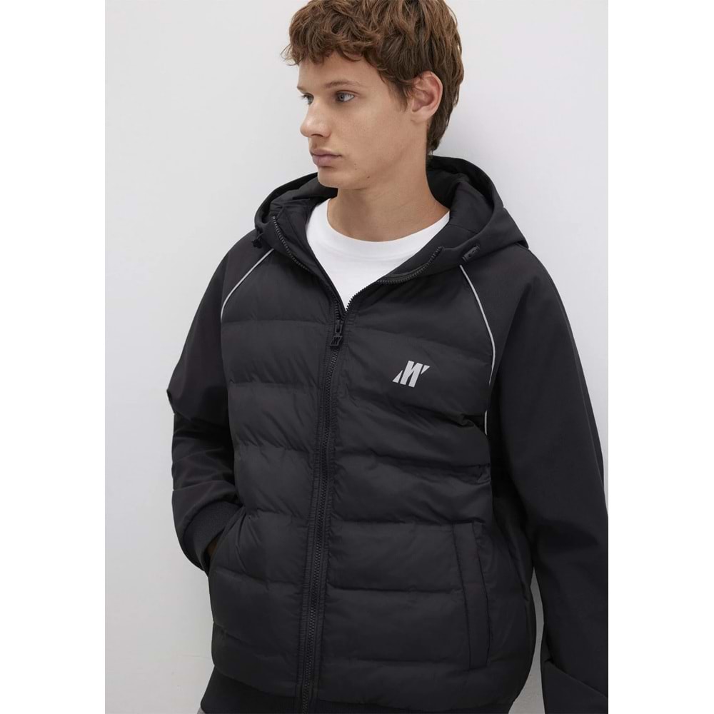 Mavi M0110559-71379 Su İtici Mavi Pro Logo Reflektör Detaylı Water-Replent Kapüşonlu Spandex Erkek Mont