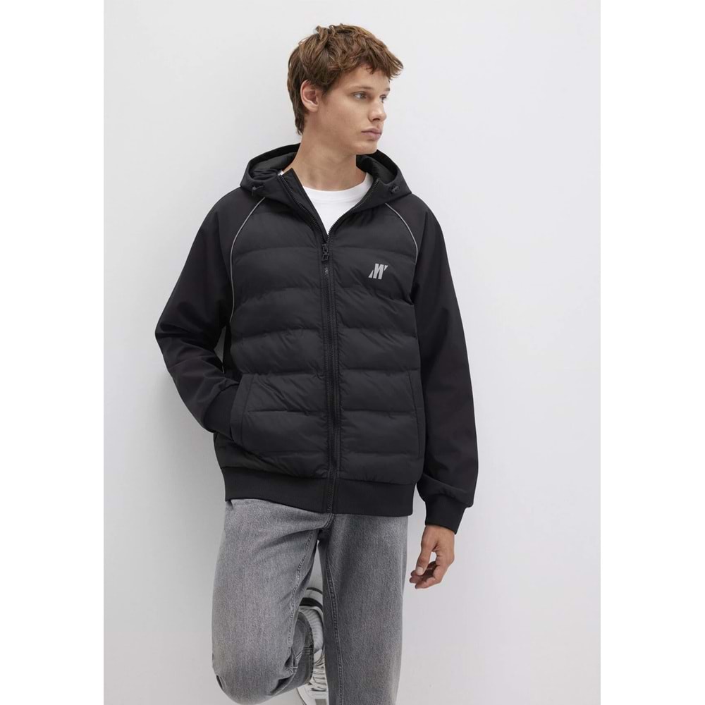 Mavi M0110559-71379 Su İtici Mavi Pro Logo Reflektör Detaylı Water-Replent Kapüşonlu Spandex Erkek Mont