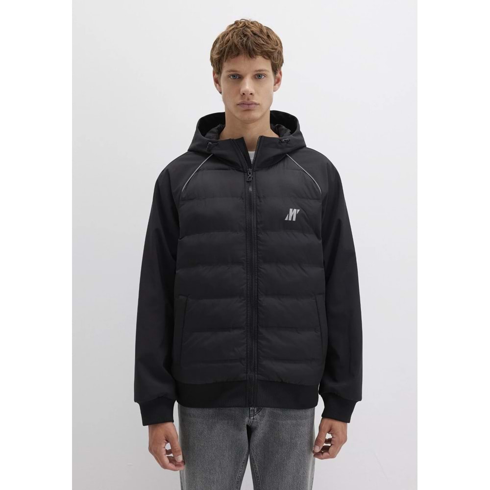 Mavi M0110559-71379 Su İtici Mavi Pro Logo Reflektör Detaylı Water-Replent Kapüşonlu Spandex Erkek Mont