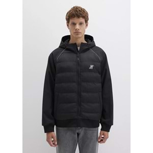 Mavi M0110559-71379 Su İtici Mavi Pro Logo Reflektör Detaylı Water-Replent Kapüşonlu Spandex Erkek Mont