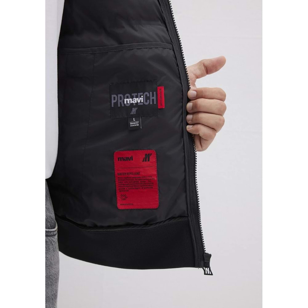 Mavi M0110559-71379 Su İtici Mavi Pro Logo Reflektör Detaylı Water-Replent Kapüşonlu Spandex Erkek Mont