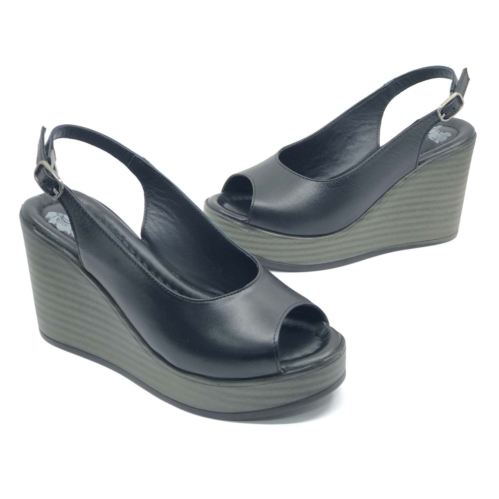 Venüs Torik Hakiki Deri Comfort Ortopedik Dolgu Taban Kadın Sandalet