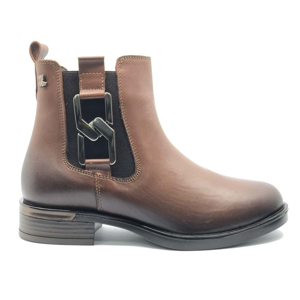 Venüs Apricus Hakiki Deri Düz Kaymaz Taban Ortopedik Kadın Bot