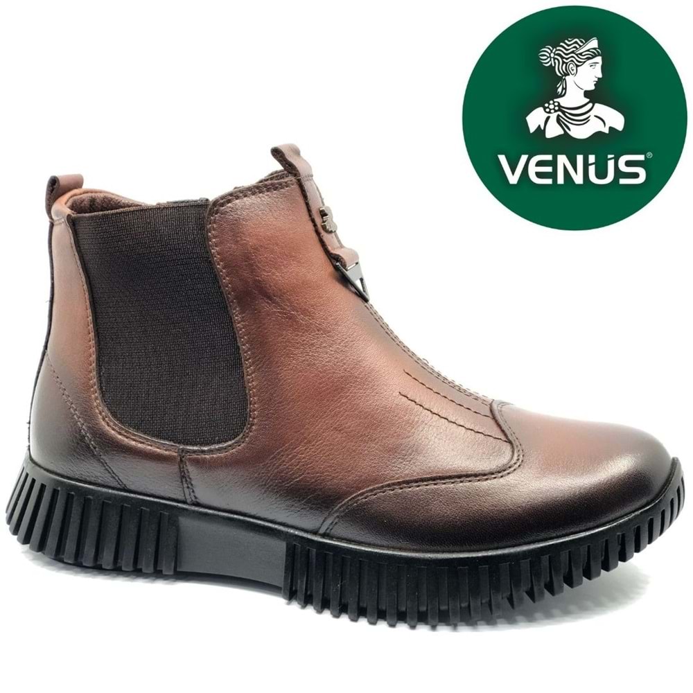 Venüs Turgana Hakiki Deri Düz Kaymaz Taban Ortopedik Kadın Bot