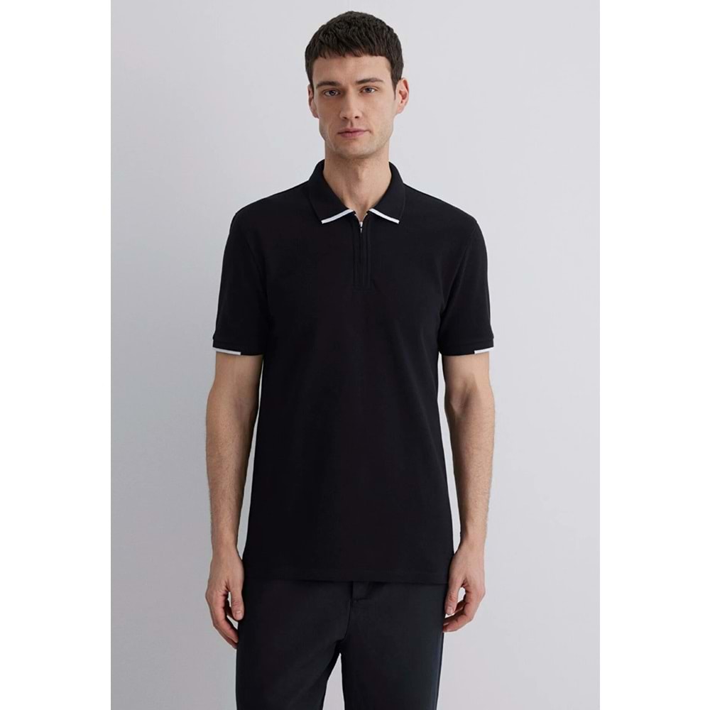 Mavi M0612654-900 Şerit Detaylı Black Polo Yaka Tişört Erkek Tişort
