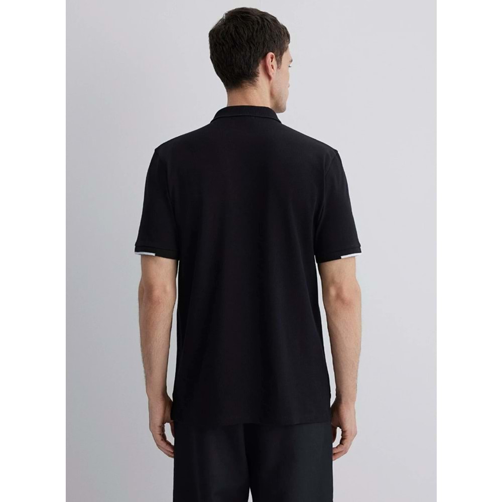 Mavi M0612654-900 Şerit Detaylı Black Polo Yaka Tişört Erkek Tişort