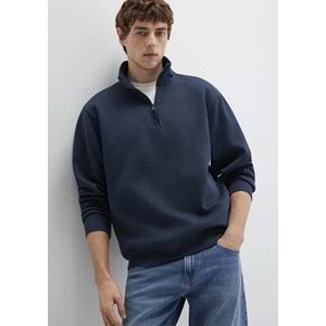 Mavi M0S10278-70490 Mavi Yarı Fermuarlı Erkek Sweatshirt