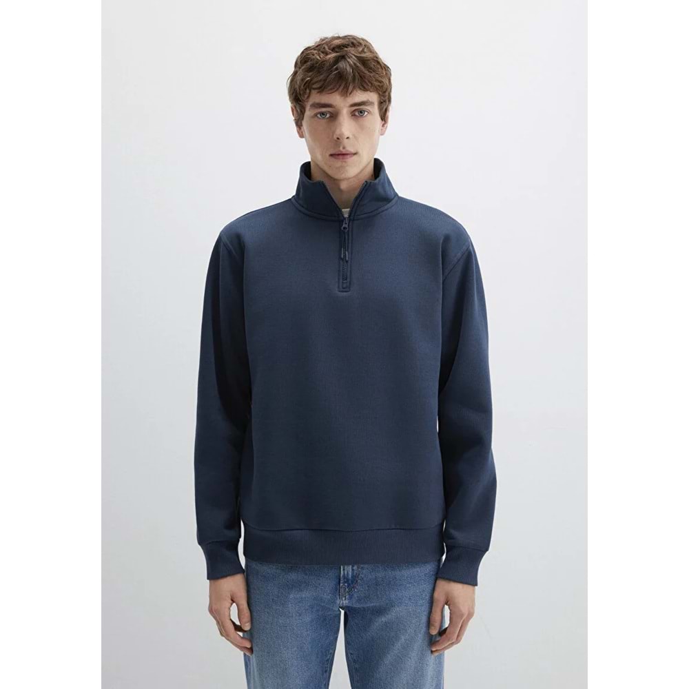 Mavi M0S10278-70490 Mavi Yarı Fermuarlı Erkek Sweatshirt