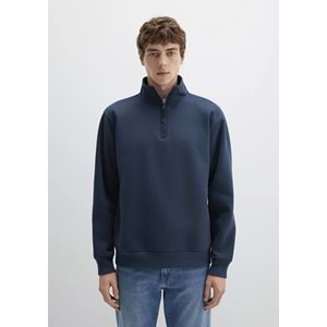 Mavi M0S10278-70490 Mavi Yarı Fermuarlı Erkek Sweatshirt