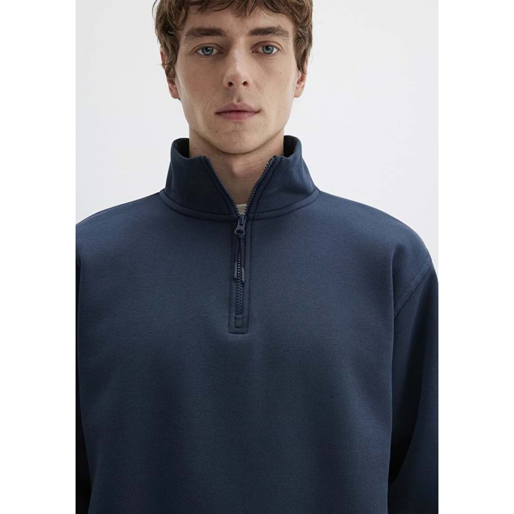 Mavi M0S10278-70490 Mavi Yarı Fermuarlı Erkek Sweatshirt