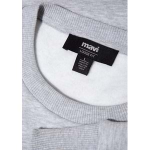 Mavi 0611716-80018 Logo Baskılı Bisiklet Yaka Sweatshirt