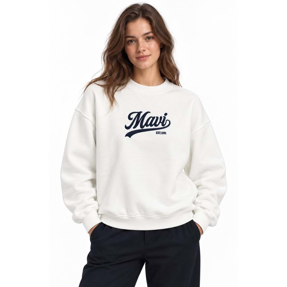 Mavi M1S0419-90194 Mavi Logo Nakışlı Kadın Sweatshirt