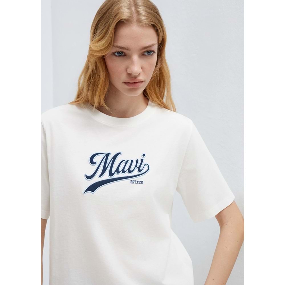 Mavi M1613565-80194 Mavi Logo Nakışlı T-Shirt Kadın Tişört