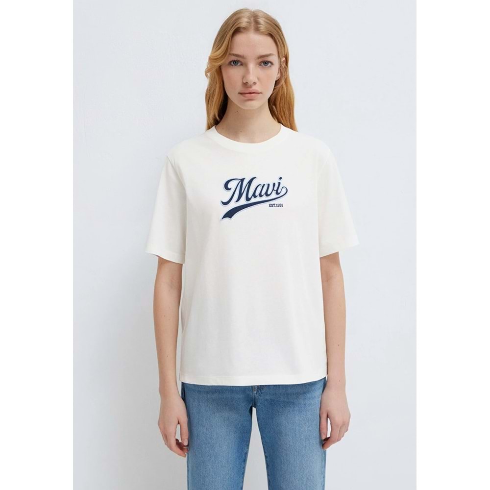 Mavi M1613565-80194 Mavi Logo Nakışlı T-Shirt Kadın Tişört