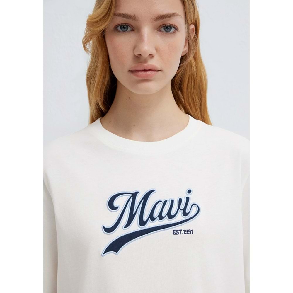 Mavi M1613565-80194 Mavi Logo Nakışlı T-Shirt Kadın Tişört