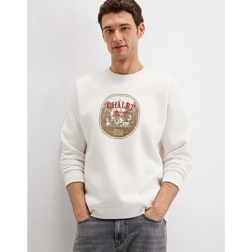 Mavi 0S10484-70057 Chalet Nakışlı Bisiklet Yaka Sweatshirt