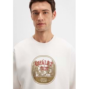 Mavi 0S10484-70057 Chalet Nakışlı Bisiklet Yaka Sweatshirt