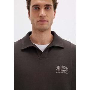 Mavi 0S10479-70219 Polo Yaka Nakışlı Erkek Kapüşonlu Sweatshirt