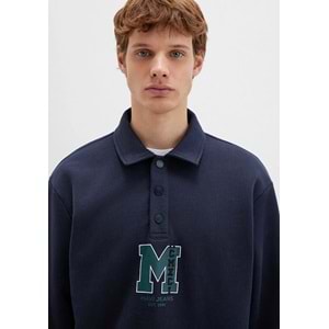 Mavi 0S10494-70490 M Logo Baskılı Yarım Düğmeli Yaka Sweatshirt