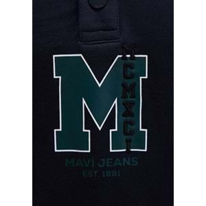 Mavi 0S10494-70490 M Logo Baskılı Yarım Düğmeli Yaka Sweatshirt