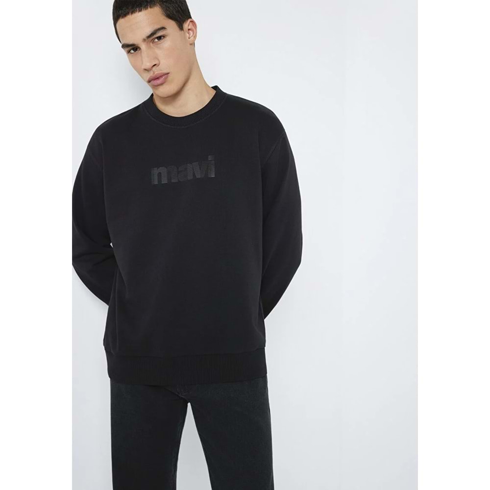 Mavi M0S10551-900 Mavi Logo Baskılı Bisiklet Yaka Erkek Sweatshirt
