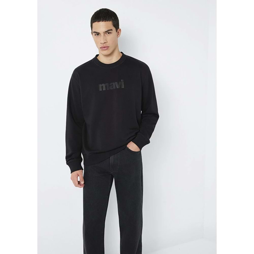 Mavi M0S10551-900 Mavi Logo Baskılı Bisiklet Yaka Erkek Sweatshirt