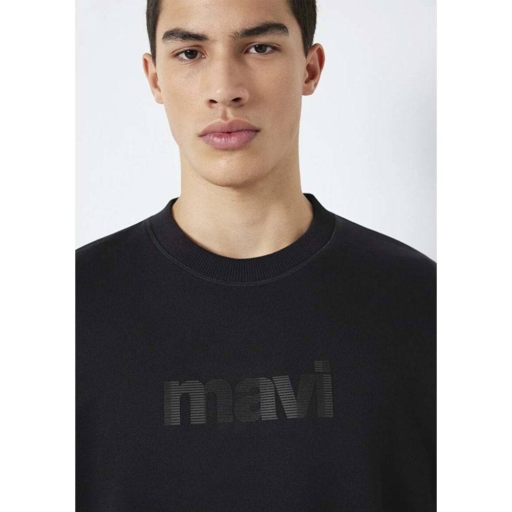 Mavi M0S10551-900 Mavi Logo Baskılı Bisiklet Yaka Erkek Sweatshirt