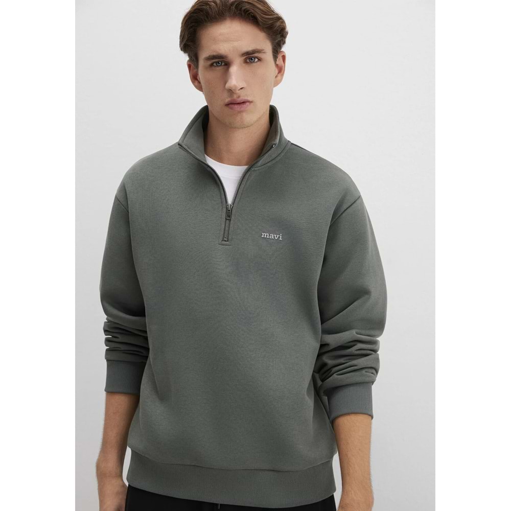Mavi M0S10585-71598 Mavi Logo Baskılı Yarı Fermuarlı Sweatshirt Erkek Sweatshirt