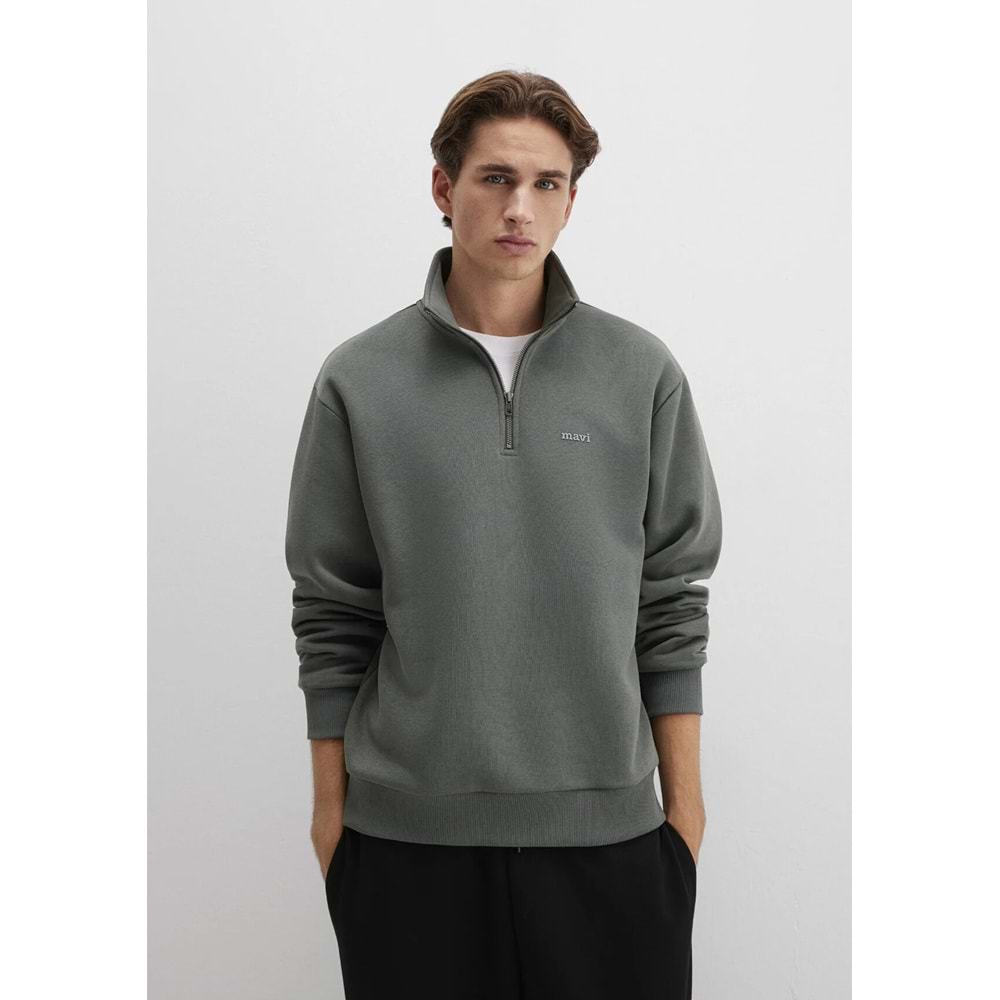 Mavi M0S10585-71598 Mavi Logo Baskılı Yarı Fermuarlı Sweatshirt Erkek Sweatshirt