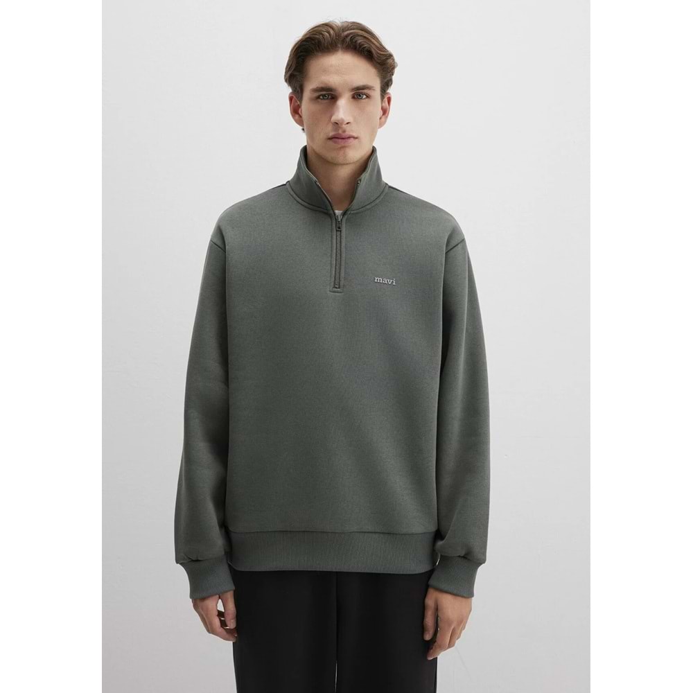Mavi M0S10585-71598 Mavi Logo Baskılı Yarı Fermuarlı Sweatshirt Erkek Sweatshirt