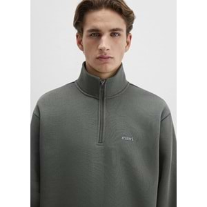 Mavi M0S10585-71598 Mavi Logo Baskılı Yarı Fermuarlı Sweatshirt Erkek Sweatshirt
