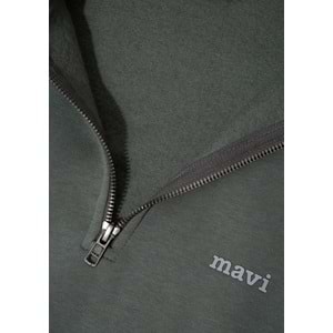 Mavi M0S10585-71598 Mavi Logo Baskılı Yarı Fermuarlı Sweatshirt Erkek Sweatshirt
